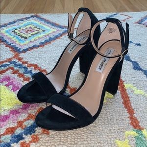 Steve Madden Carrson Black Suede Ankle Strap Heels
